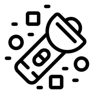 Pocket flashlight shining bright light beam in darkness Stock Illustration