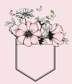 Pocket with flowers. Vector illustration. 스톡 일러스트
