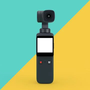 Pocket Handheld Gimbal Action Camera. 3d Rendering Illustrazione stock