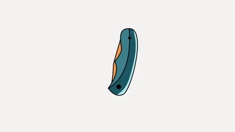 Pocket knife animation motion icon cartoon color illustration template design Stock Footage 265216478