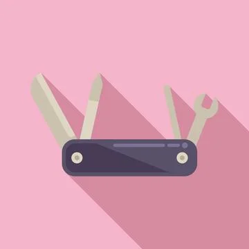 Pocket knife icon flat vector. Army multitool Stock Illustration