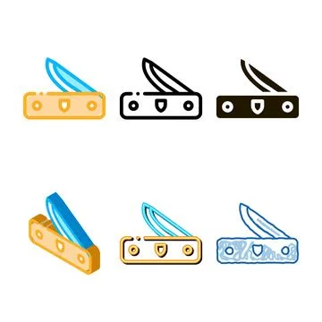 Pocket knife icon vector outline styleset Illustration