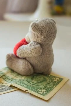 Pocket money to a child. Stock Photos