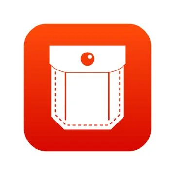 Pocket with valve and button icon digital red Stock Illustration