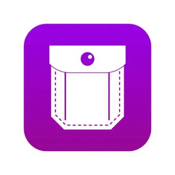 Pocket with valve and button icon digital purple Illustrazione stock