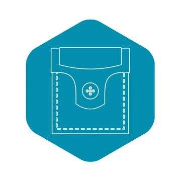Pocket with valve and button icon, outline style Stock Illustration
