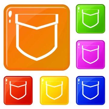 Pocket with valve icons set vector color Illustrazione stock