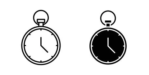 Pocket watch icon in black and white. vector icon pack for websites Stock Illustration