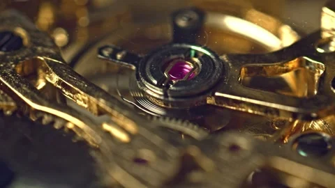 Pocket watch macro time lapse gears in motion Stock Footage 139891010