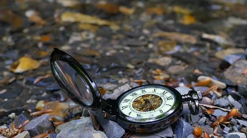 Pocket watch with river in background Stock-Footage 88538044