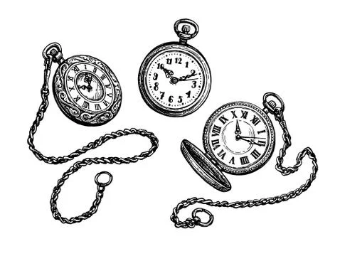 Pocket watch set. Stock Illustration