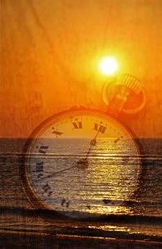Pocket watch, sunset Stock Photos