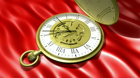 Pocket Watch Time Lapse on Red HD1080 Loopable Stockbeeldmateriaal 473756