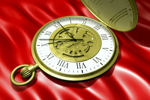 Pocket Watch Time Lapse on Red Loopable NTSC Stock-Footage 473758