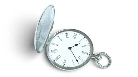 Pocket watch on a white surface. Looping. Video stock 60104920