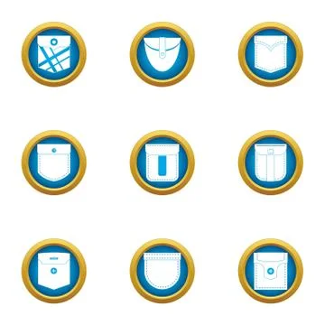 Pocketable icons set, flat style Stock Illustration