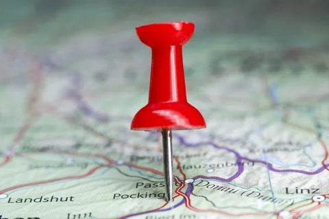 Pocking, Germany pin on map Stock Photos