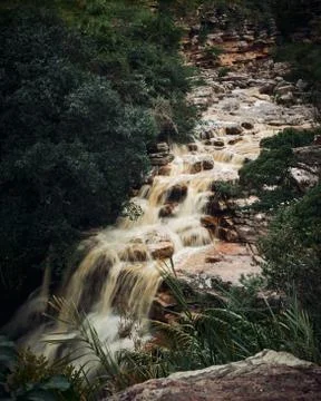 Poço do diabo waterfall in Brazil Stock Photos