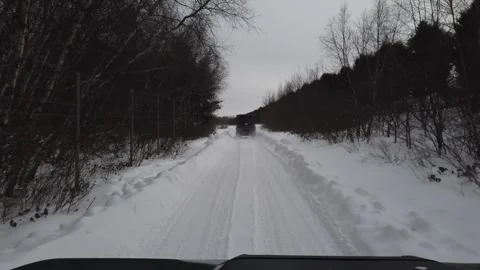 Poconos Mountain - driving in the snow Stock Footage 243400231