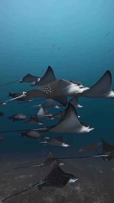 A pod of manta ray in the ocean Stock Footage 318505350