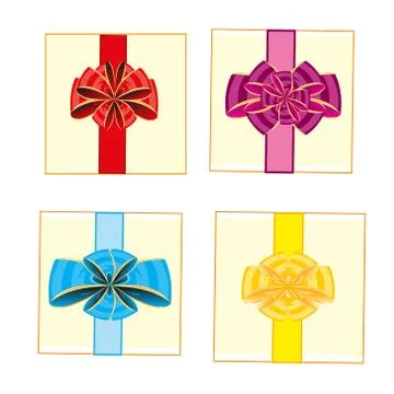 Podarochnye boxes with bow of the miscellaneous of the colour Stock Illustration