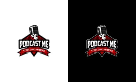 Podcacst Mascot Logo Design Vector Stock Illustration