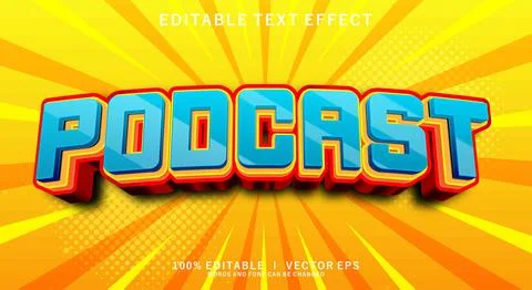 Podcast 3d vector text effect with modern style design Stock Illustration