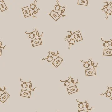 Podcast advertising line seamless pattern Stock Illustration