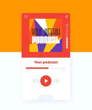 Podcast app, mobile ui design, vector interface Illustrazione stock