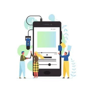 Podcast app, vector flat style design illustration Stock Illustration