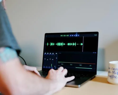 Podcast Audio Engineer Tech Mixing Audio Recording Stock Photos