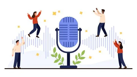 Podcast Audio Wave Microphone Vector Concept Illustrazione stock
