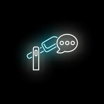 Podcast broadcasting audio communication speech balloon neon icon 스톡 일러스트