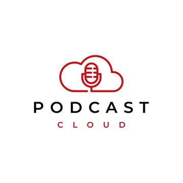 Podcast Cloud Logo, cloud computing with mic podcast logo design Illustrazione stock
