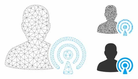 Podcast Creator Vector Mesh Wire Frame Model and Triangle Mosaic Icon 스톡 일러스트