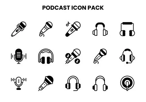 Podcast DuoTone Bundle Icons Pack Stock Illustration