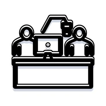 Podcast hosts broadcasting live interview in studio Illustrazione stock