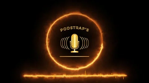 Podcast icon on green screen background with fire effect and audio spectrum Video stock 246924948