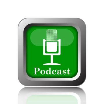 Podcast icon. Internet button on black background.. Stock Illustration