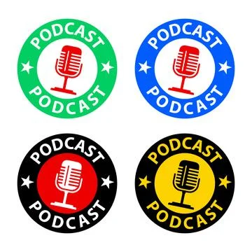 Podcast icon or button set Stock Illustration