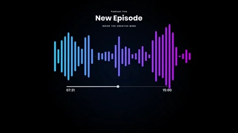Podcast interface with dynamic audio frequency animation Stock Footage 347998741