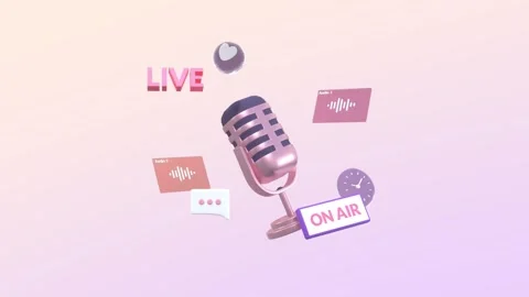 Podcast, Interview, Discussion, Talking On Air Conceptual 3D Animation. Stock Footage 287071763