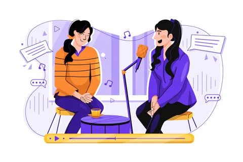 Podcast interview Illustration concept on white background Stock Illustration