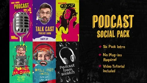 Podcast Intro Social Pack Stock After Effects