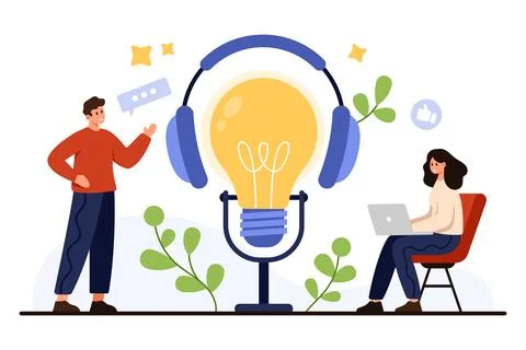 Podcast Learning Audio Lesson Creative Concept Illustrazione stock