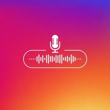 Podcast line button white colored on gradient background. Vector illustration Illustrazione stock