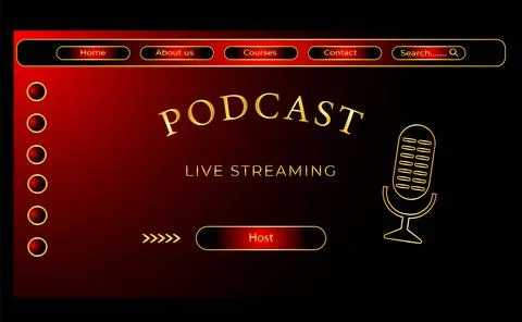 Podcast live streaming website template Stock Illustration