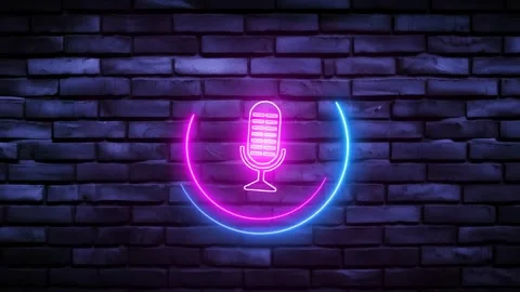 Podcast logo blue light effect green screen background Stock Footage 300341096