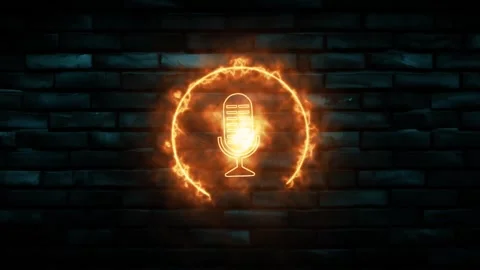 Podcast logo with fire effect green screen background Video stock 300341094