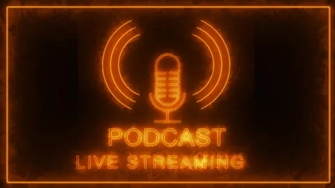 Podcast logo fire light effect green screen background Stock Footage 253135999